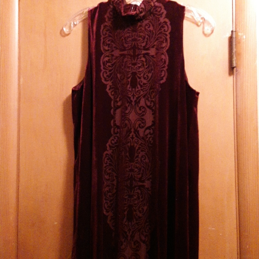 Velvet Dress with Burnout Panel